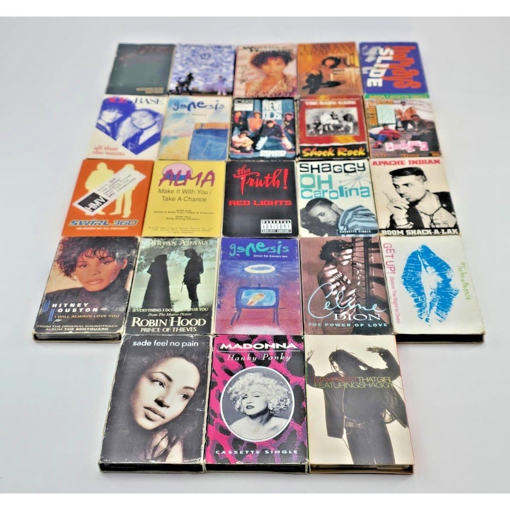 Lot of 23 Vintage Cassette Singles – Pop Rock Genesis Madonna Metallica‎ Shaggy